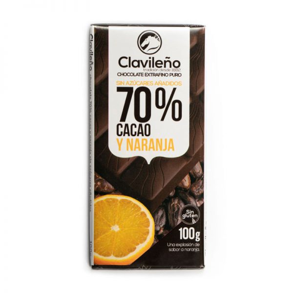 Chocolate Negro 70% cacao con naranja sin azúcares añadidos